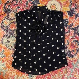 Navy & White Polka Dot Blouse